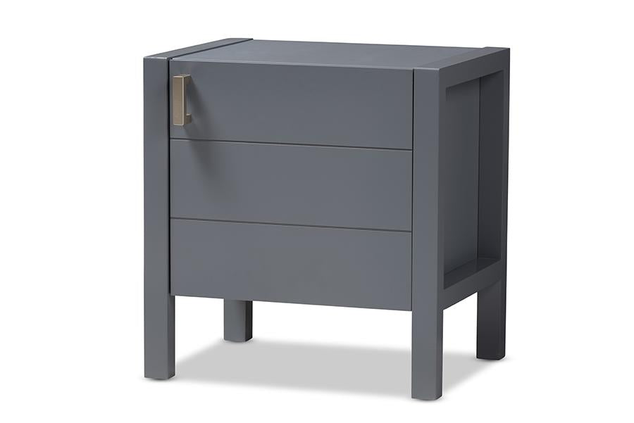 Baxton Studio Mandel Modern and Contemporary Grey Wood Nightstand