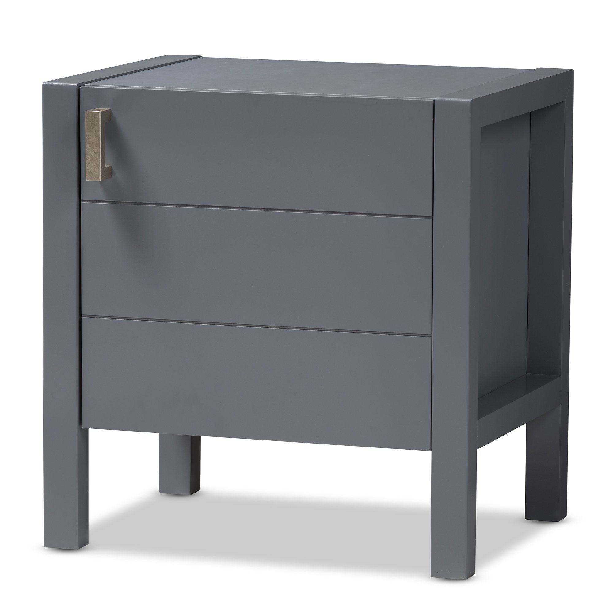 Baxton Studio Mandel Modern and Contemporary Grey Wood Nightstand