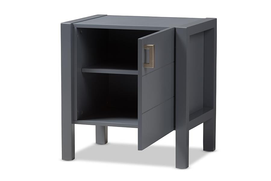 Baxton Studio Mandel Modern and Contemporary Grey Wood Nightstand