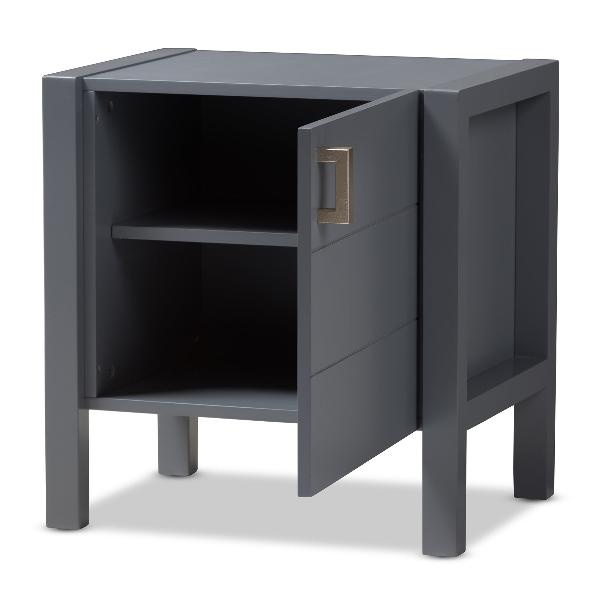 Baxton Studio Mandel Modern and Contemporary Grey Wood Nightstand