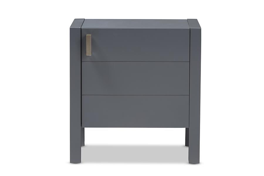 Baxton Studio Mandel Modern and Contemporary Grey Wood Nightstand