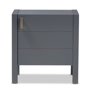 Baxton Studio Mandel Modern and Contemporary Grey Wood Nightstand