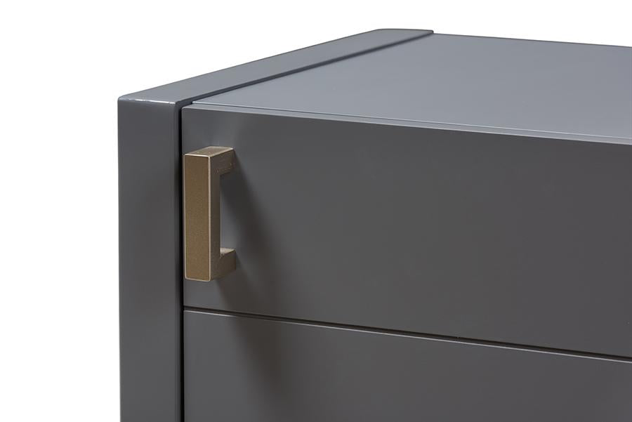 Baxton Studio Mandel Modern and Contemporary Grey Wood Nightstand