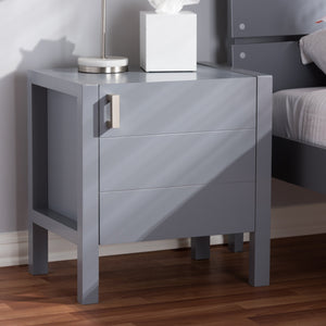 Baxton Studio Mandel Modern and Contemporary Grey Wood Nightstand