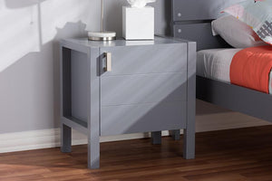 Baxton Studio Mandel Modern and Contemporary Grey Wood Nightstand