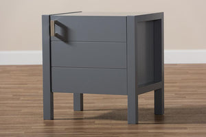 Baxton Studio Mandel Modern and Contemporary Grey Wood Nightstand