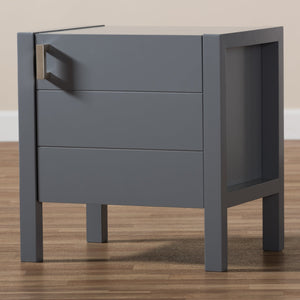 Baxton Studio Mandel Modern and Contemporary Grey Wood Nightstand