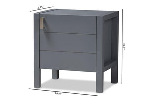 Baxton Studio Mandel Modern and Contemporary Grey Wood Nightstand