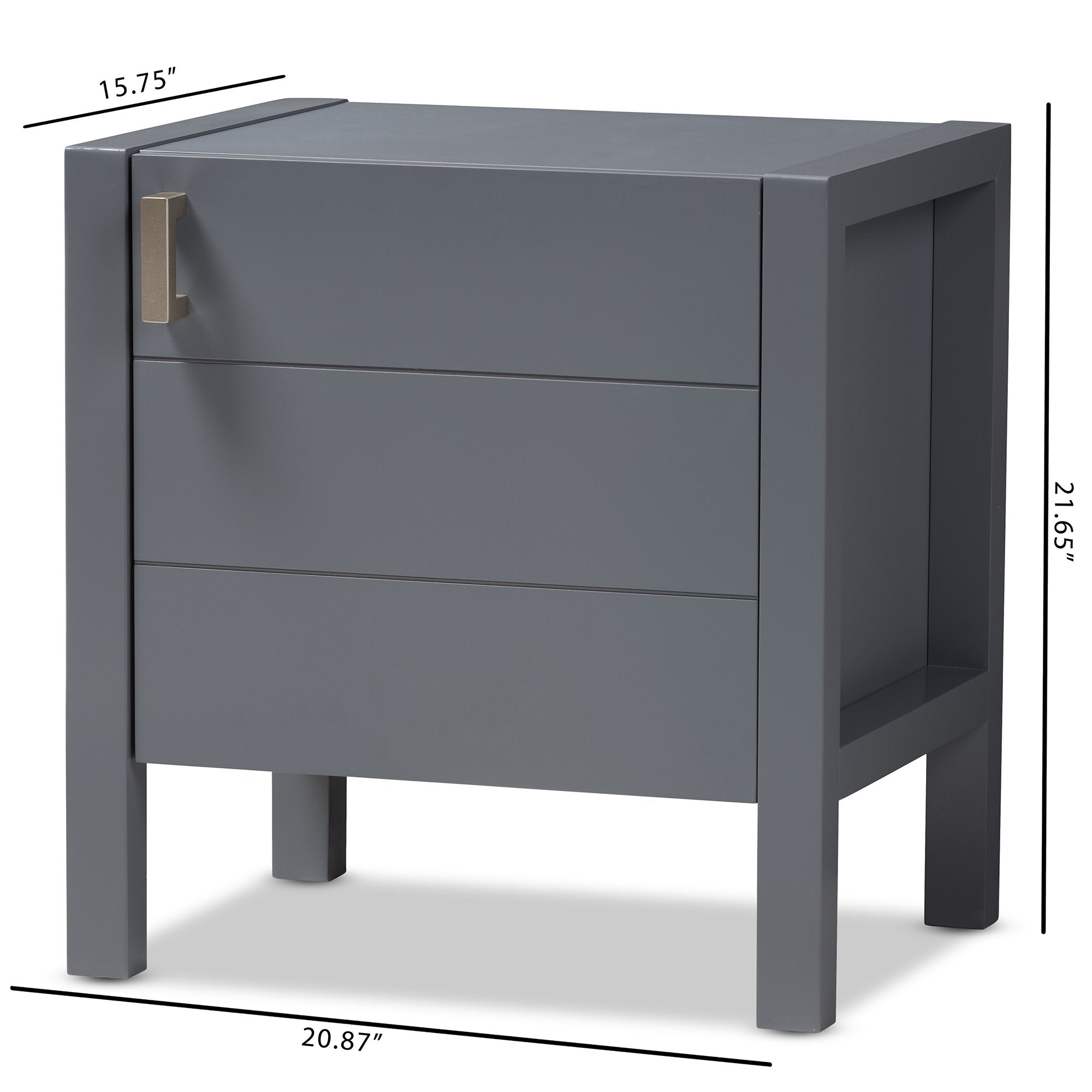 Baxton Studio Mandel Modern and Contemporary Grey Wood Nightstand