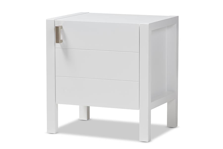 Baxton Studio Mandel Modern and Contemporary White Wood Nightstand