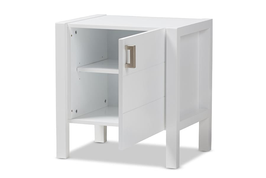 Baxton Studio Mandel Modern and Contemporary White Wood Nightstand