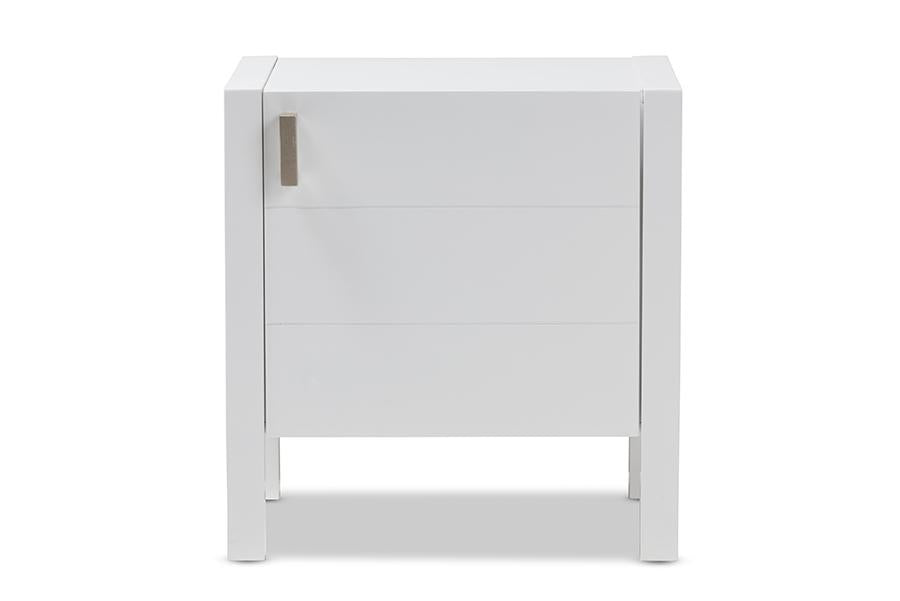 Baxton Studio Mandel Modern and Contemporary White Wood Nightstand