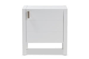 Baxton Studio Mandel Modern and Contemporary White Wood Nightstand