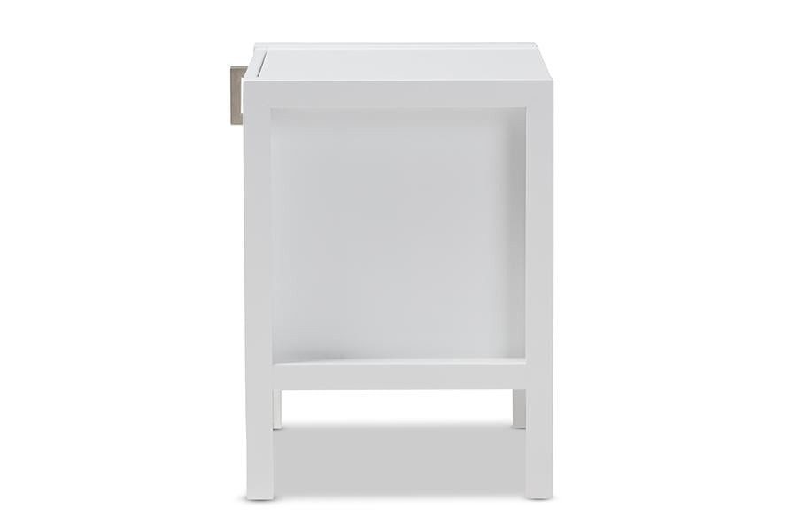 Baxton Studio Mandel Modern and Contemporary White Wood Nightstand