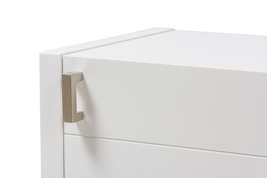 Baxton Studio Mandel Modern and Contemporary White Wood Nightstand