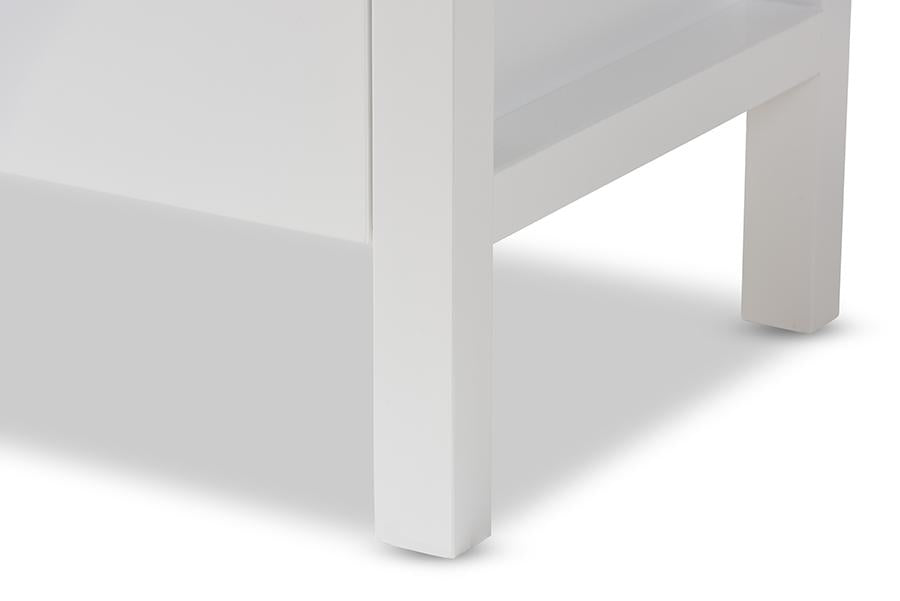 Baxton Studio Mandel Modern and Contemporary White Wood Nightstand