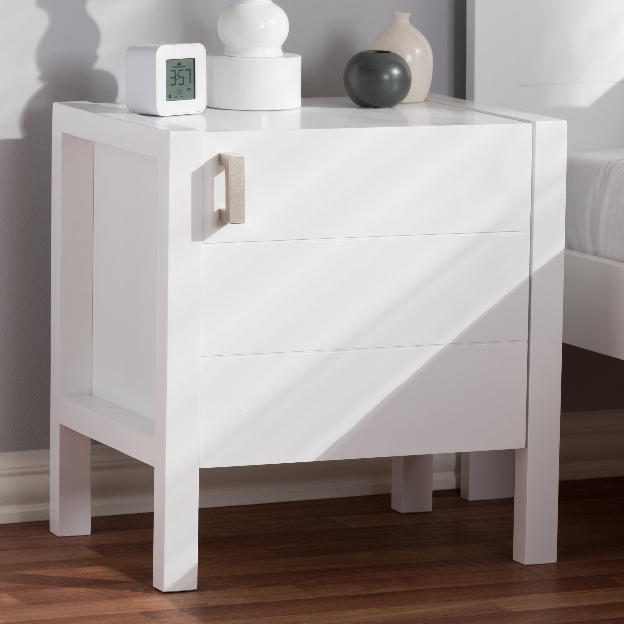 Baxton Studio Mandel Modern and Contemporary White Wood Nightstand