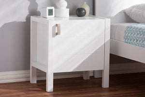 Baxton Studio Mandel Modern and Contemporary White Wood Nightstand