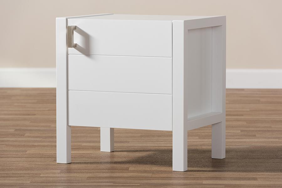 Baxton Studio Mandel Modern and Contemporary White Wood Nightstand