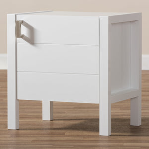 Baxton Studio Mandel Modern and Contemporary White Wood Nightstand