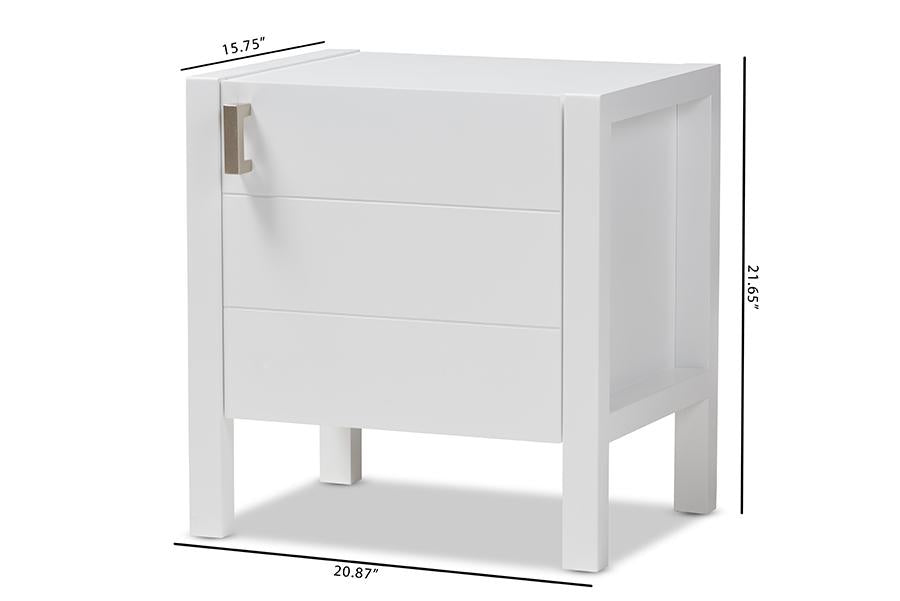 Baxton Studio Mandel Modern and Contemporary White Wood Nightstand