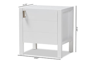 Baxton Studio Mandel Modern and Contemporary White Wood Nightstand