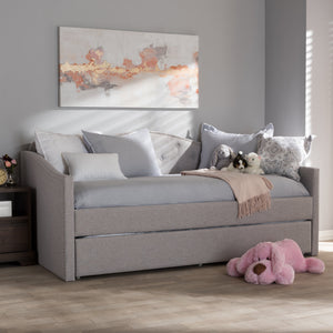 Baxton Studio Kaija Modern and Contemporary Greyish Beige Fabric Daybed with Trundle