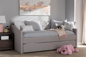 Baxton Studio Kaija Modern and Contemporary Greyish Beige Fabric Daybed with Trundle