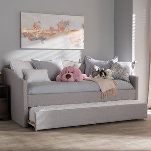 Baxton Studio Kaija Modern and Contemporary Greyish Beige Fabric Daybed with Trundle