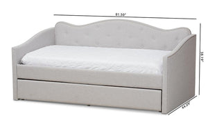 Baxton Studio Kaija Modern and Contemporary Greyish Beige Fabric Daybed with Trundle