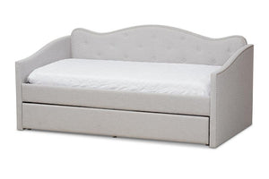 Baxton Studio Kaija Modern and Contemporary Greyish Beige Fabric Daybed with Trundle