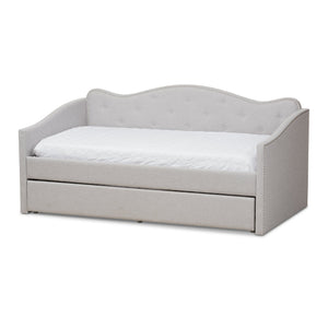 Baxton Studio Kaija Modern and Contemporary Greyish Beige Fabric Daybed with Trundle