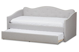 Baxton Studio Kaija Modern and Contemporary Greyish Beige Fabric Daybed with Trundle