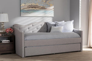 Baxton Studio Kaija Modern and Contemporary Greyish Beige Fabric Daybed with Trundle