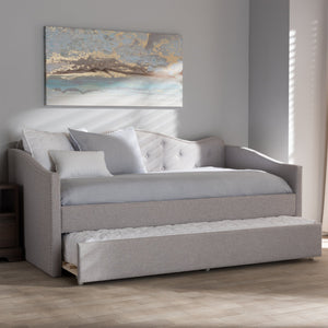 Baxton Studio Kaija Modern and Contemporary Greyish Beige Fabric Daybed with Trundle