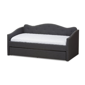 Baxton Studio Kaija Modern and Contemporary Dark Grey Fabric Daybed with Trundle