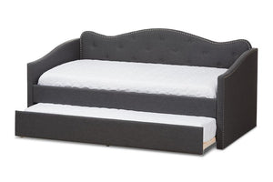 Baxton Studio Kaija Modern and Contemporary Dark Grey Fabric Daybed with Trundle