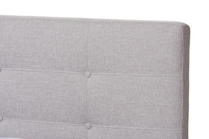 Baxton Studio Valencia Mid-Century Modern Greyish Beige Fabric Queen Size Platform Bed