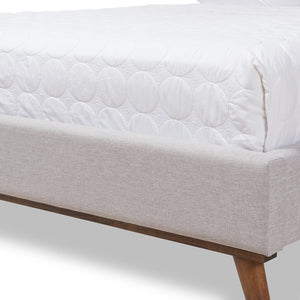 Baxton Studio Valencia Mid-Century Modern Greyish Beige Fabric King Size Platform Bed