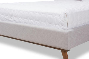 Baxton Studio Valencia Mid-Century Modern Greyish Beige Fabric Full Size Platform Bed