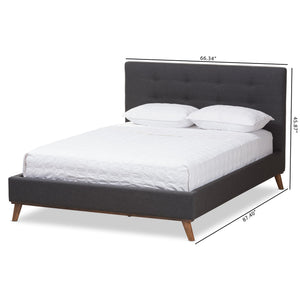 Baxton Studio Valencia Mid-Century Modern Dark Grey Fabric King Size Platform Bed