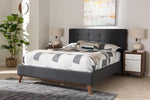 Baxton Studio Valencia Mid-Century Modern Dark Grey Fabric Queen Size Platform Bed