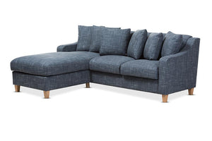 Baxton Studio Winslow Modern and Contemporary Blue Fabric Upholstered 2-Piece Left Facing Sectional