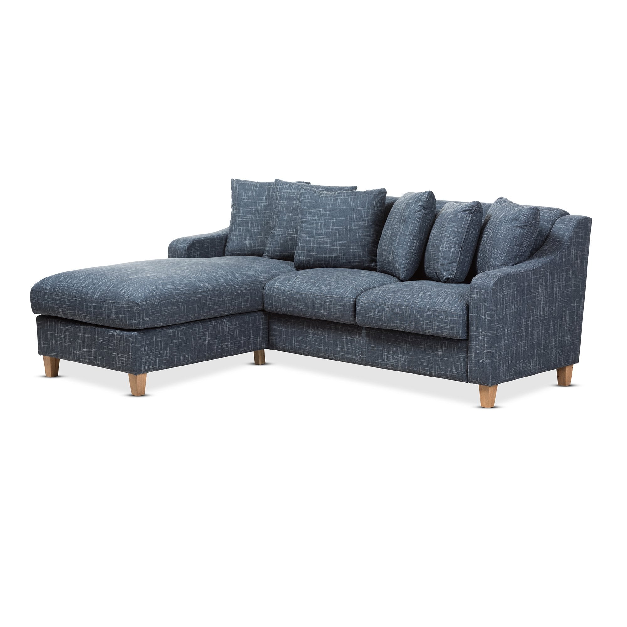 Baxton Studio Winslow Modern and Contemporary Blue Fabric Upholstered 2-Piece Left Facing Sectional