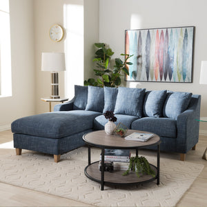 Baxton Studio Winslow Modern and Contemporary Blue Fabric Upholstered 2-Piece Left Facing Sectional