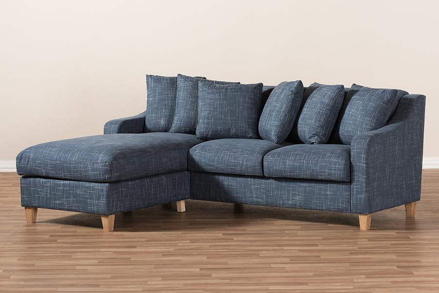 Baxton Studio Winslow Modern and Contemporary Blue Fabric Upholstered 2-Piece Left Facing Sectional