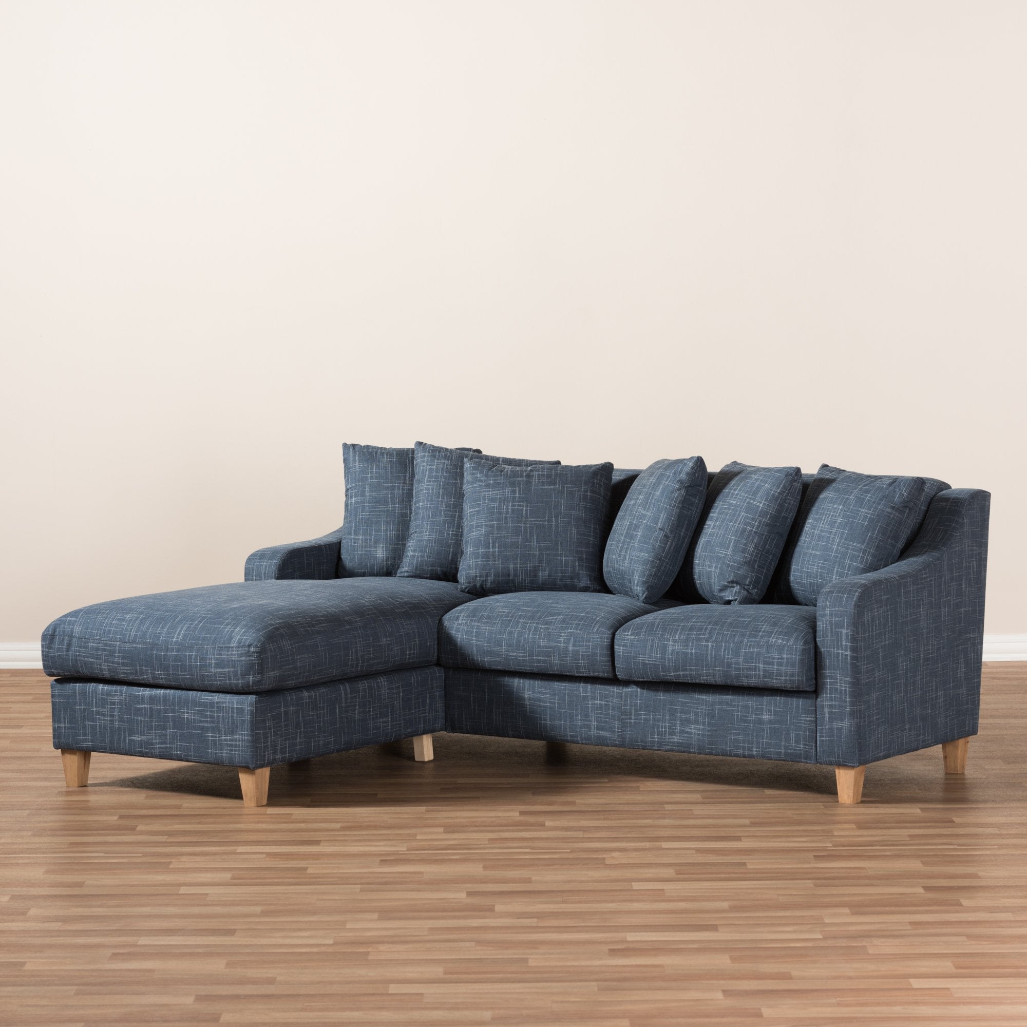 Baxton Studio Winslow Modern and Contemporary Blue Fabric Upholstered 2-Piece Left Facing Sectional