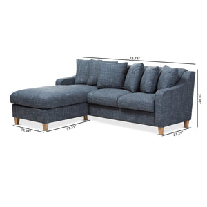 Baxton Studio Winslow Modern and Contemporary Blue Fabric Upholstered 2-Piece Left Facing Sectional