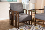 Baxton Studio Rondel Mid-Century Modern Grey Fabric Upholstered Walnut Wood Armchair