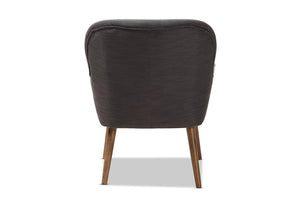 Baxton Studio Linnea Mid-Century Modern Grey Fabric Upholstered Walnut Finished Wood Lounge Chair